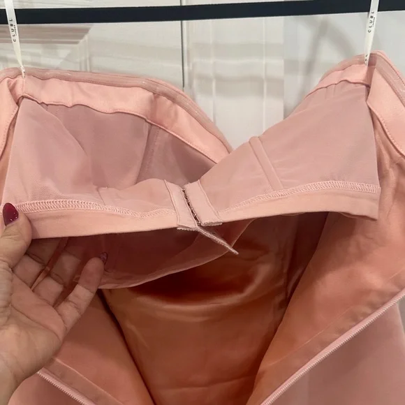 Club L London Blush Pink Satin Bandeau Maxi Dress With Fringe - Picture 4 of 10